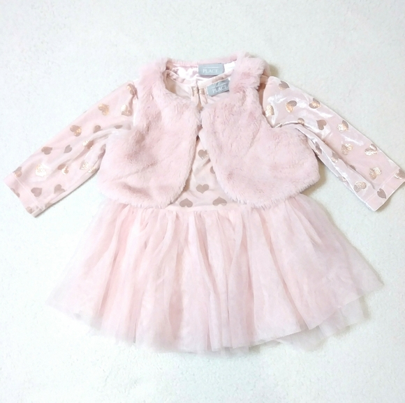 THE CHILDREN'S PLACE Baby Girl Christmas Dress Velvet Hearts Tulle 9-12 Months
